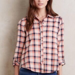 Anthropology Holding Horses Peplum Flannel